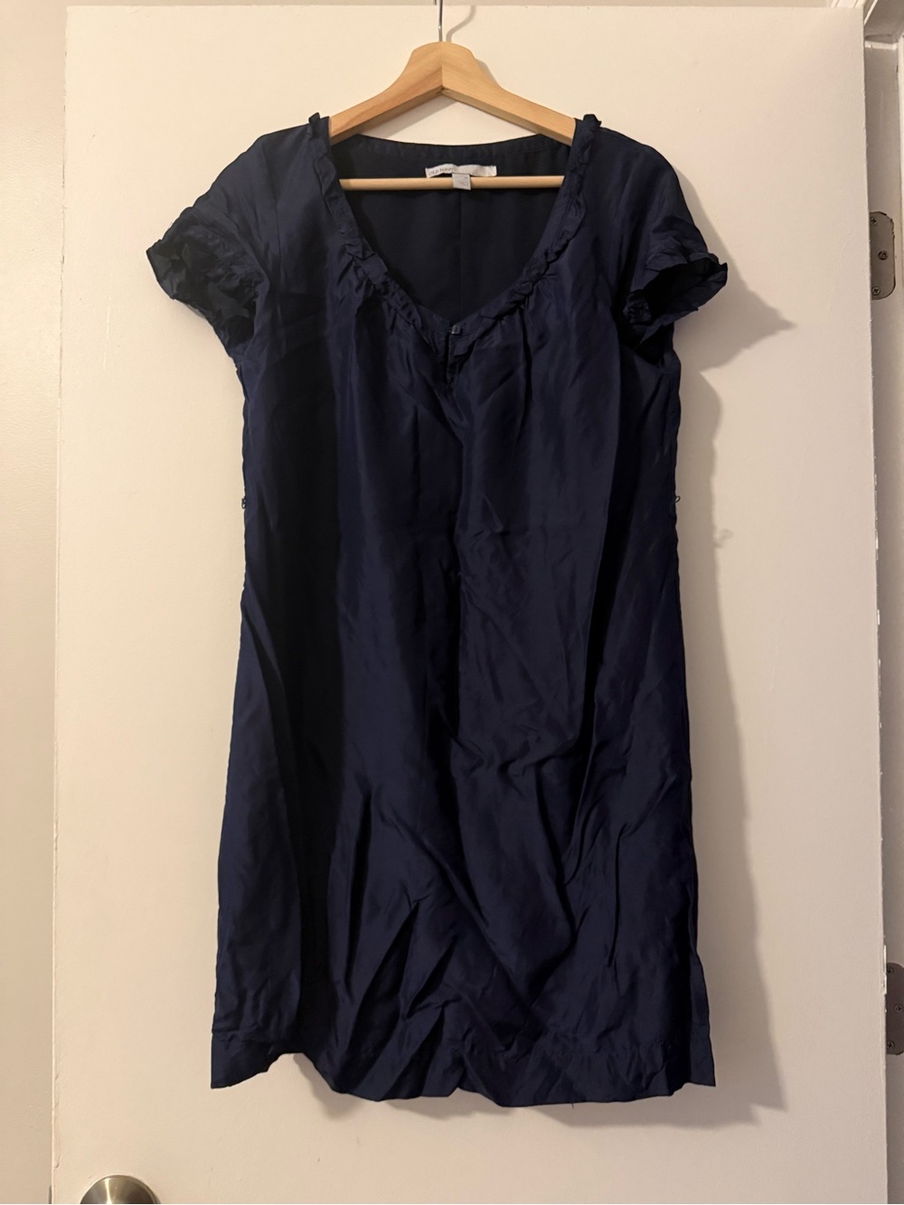 Vintage Old Navy 100% Silk Shift Dress in Navy Blue